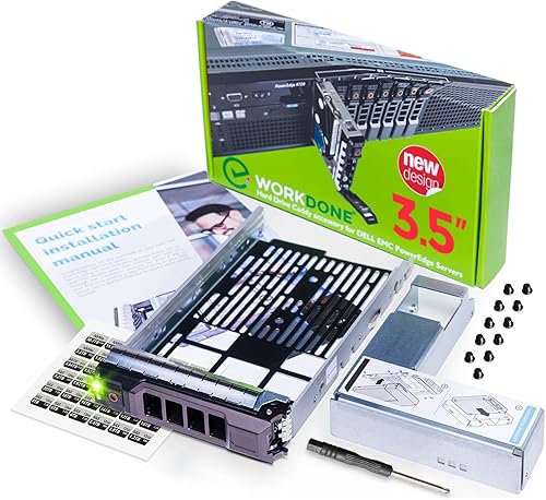 WORKDONE Bandeja para discos duros de 3.5 pulgadas compatible con servidores Dell PowerEdge - con adaptador HDD de 2.5 pulgadas NVMe SSD SAS SATA -