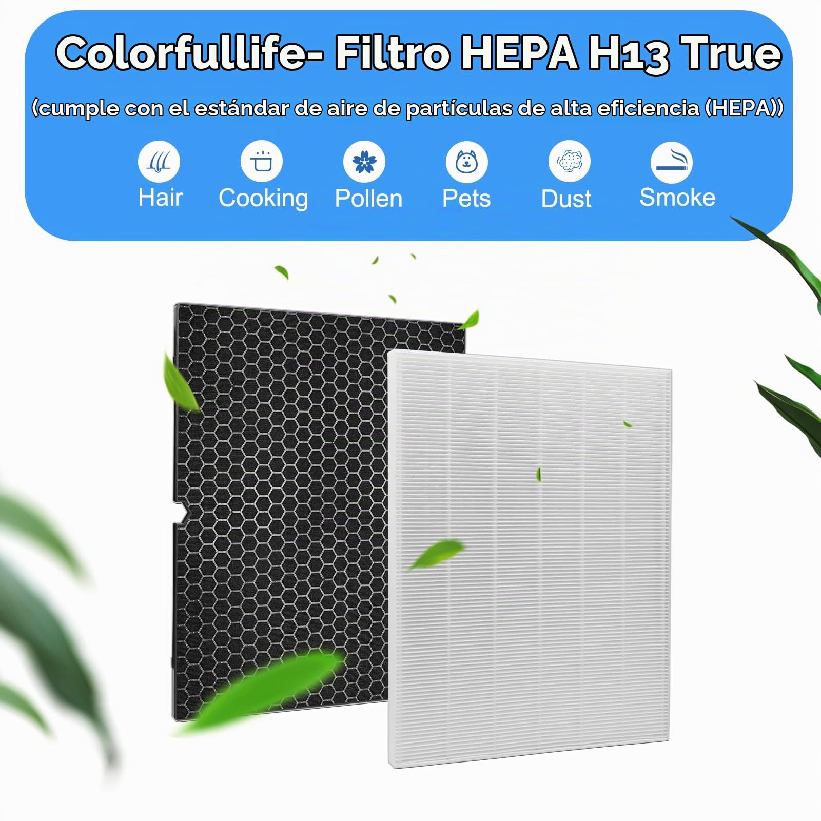 Colorfullife 2 juegos de filtros de repuesto 116130 H para Winix 5500-2 AM80 Plasmawave purificador de aire, 2 filtros HEPA verdaderos y 2 filtros de carbón activado, pieza de repuesto 116130