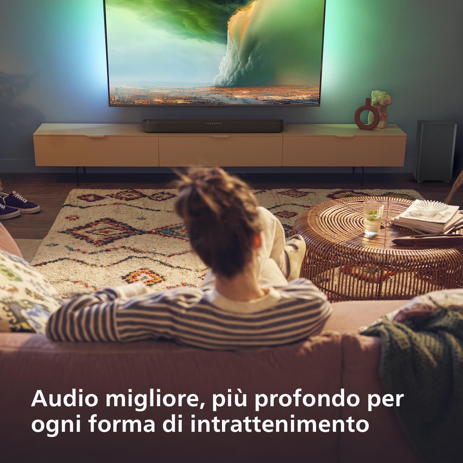 Philips TAB5309 Soundbar 2.1 con subwoofer wireless - 2.1 canali 240W, DTS Virtual X, Bluetooth 5.4, HDMI ARC, Connessione ottica e connettività USB - Grigio Scuro