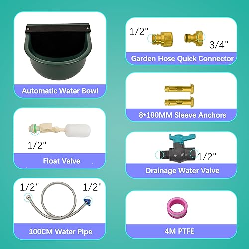 Miniatura 7 de Dispensador automático de agua para perros, bebedero automático para pollos con válvula de drenaje, cuenco de agua automático de 1 galón con válvula