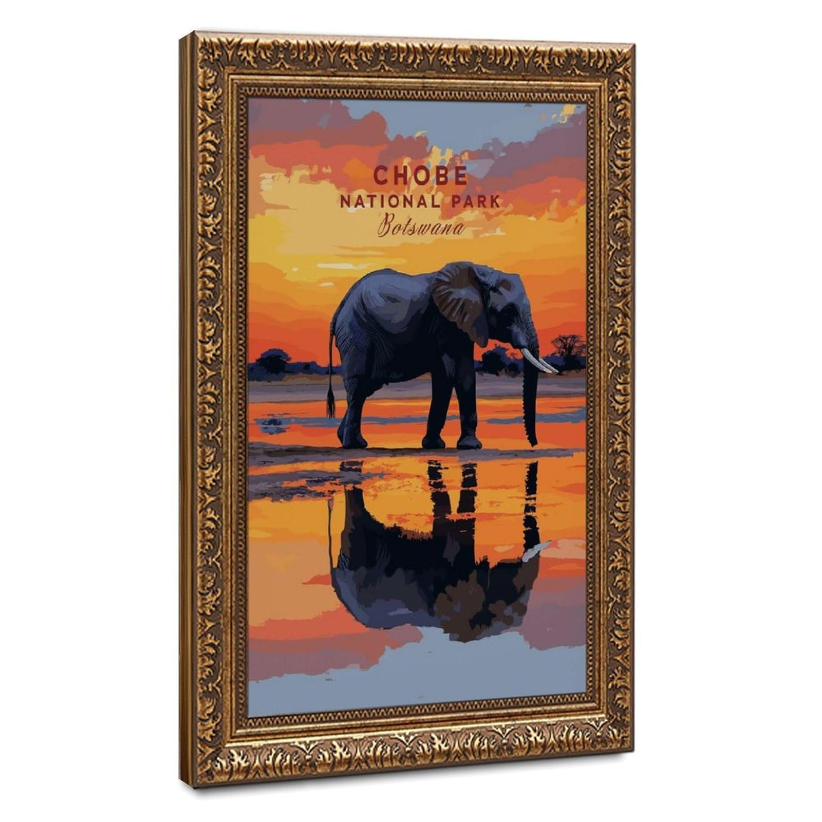 Bareronor Chobe Elephant Poster Canvas Poster Bedroom Decor Landscape Office Room Decor Gift 24" L X 36" W