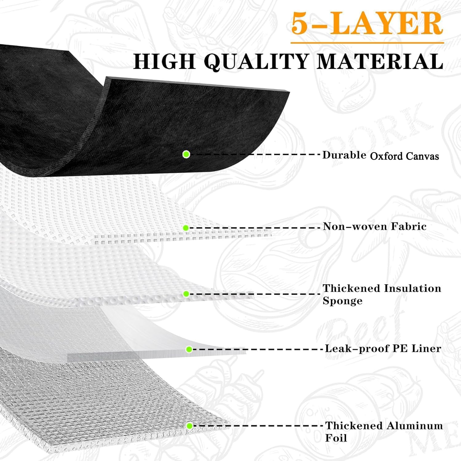 16L Orange Collapsible BBQ Prep Tub with Locking Lids & 21 Inch Oxford Black BBQ Blanket for Resting Meat