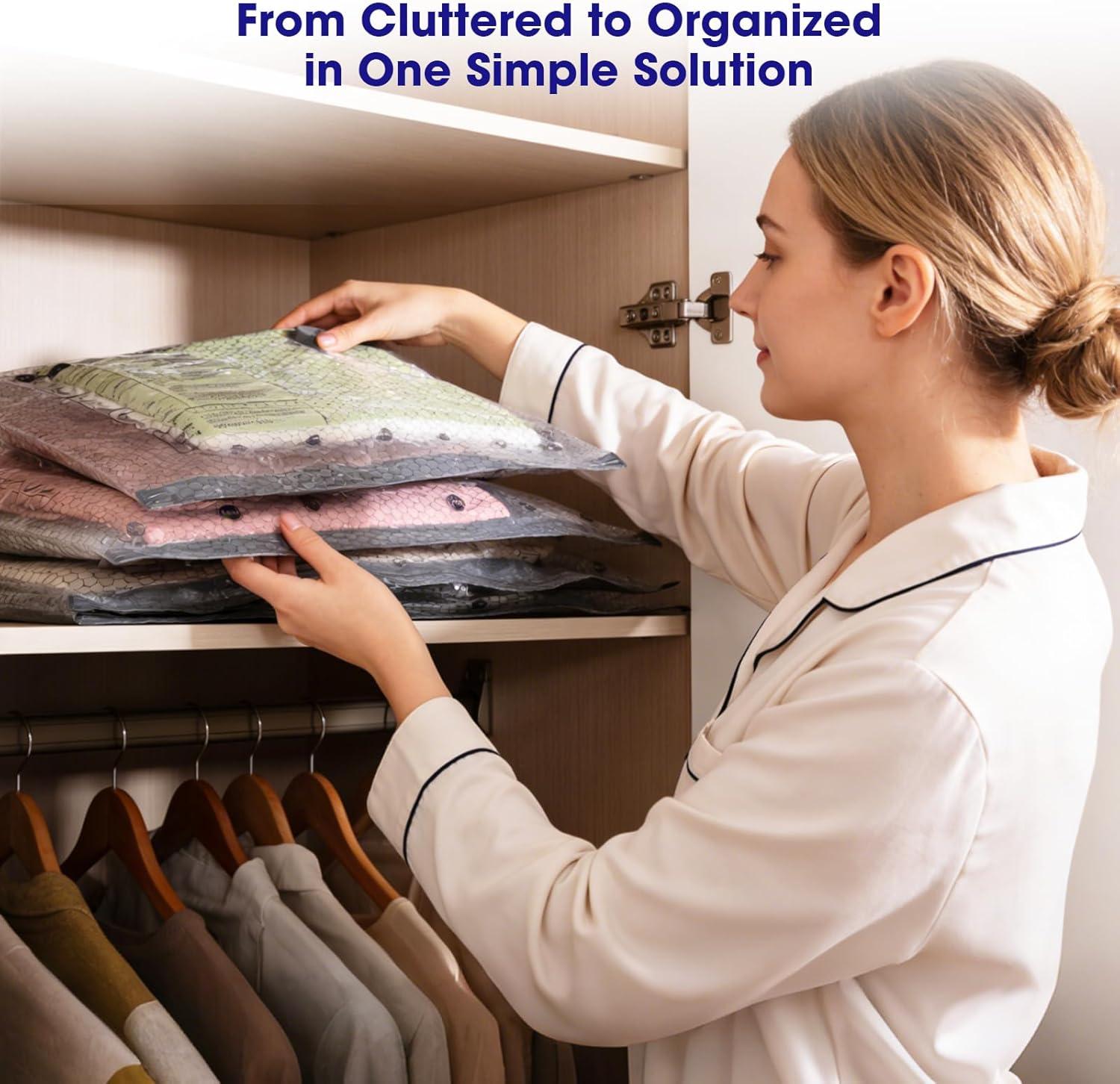 30 Pack Vacuum Storage Bags with Rechargeable Wireless Pump,10 Large 10 Medium 10 Small Space Saver for Travel Home Seasonal Storage Compression Packing Bags for Clothing Blankets