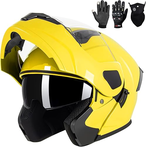 Casco modular para motocicleta de adultos, con doble visera abatible, cara completa, aprobado por DOT para hombres, mujeres, moto, ATV, UTV, moto de