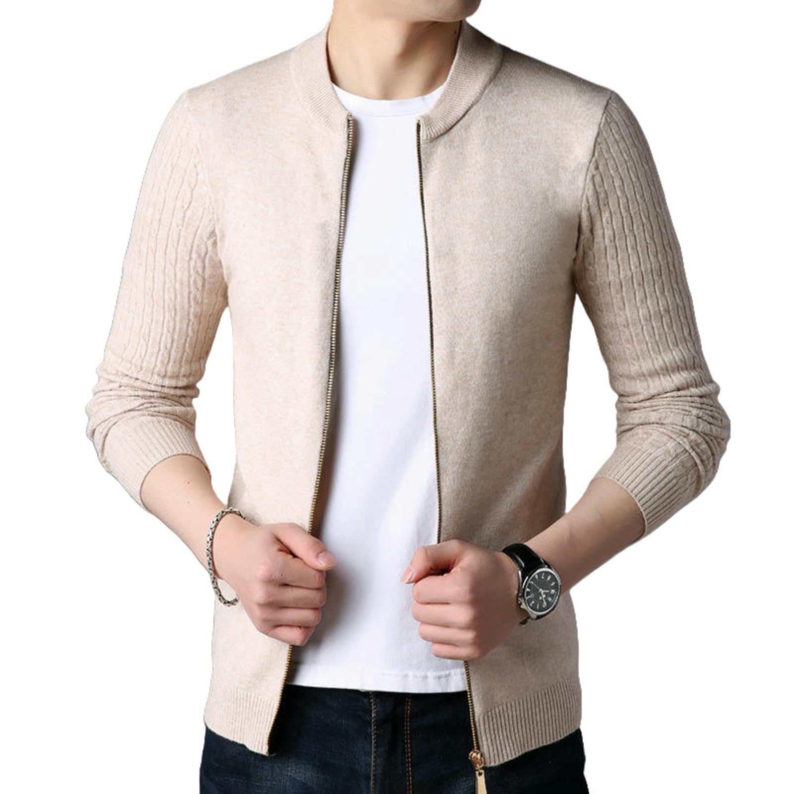 Pull homme col montant zippé chaud contre le froid hivernal - 6
