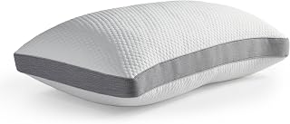 Hearth & Harbor Cooling Neck Pillow for Back Sleeper - Adjustable Shredded Memory Foam Pillows 1 Pack - Queen Pillows for Neck & Shoulder Pain with Washable Removable Pillow Cover - 16" x 28"