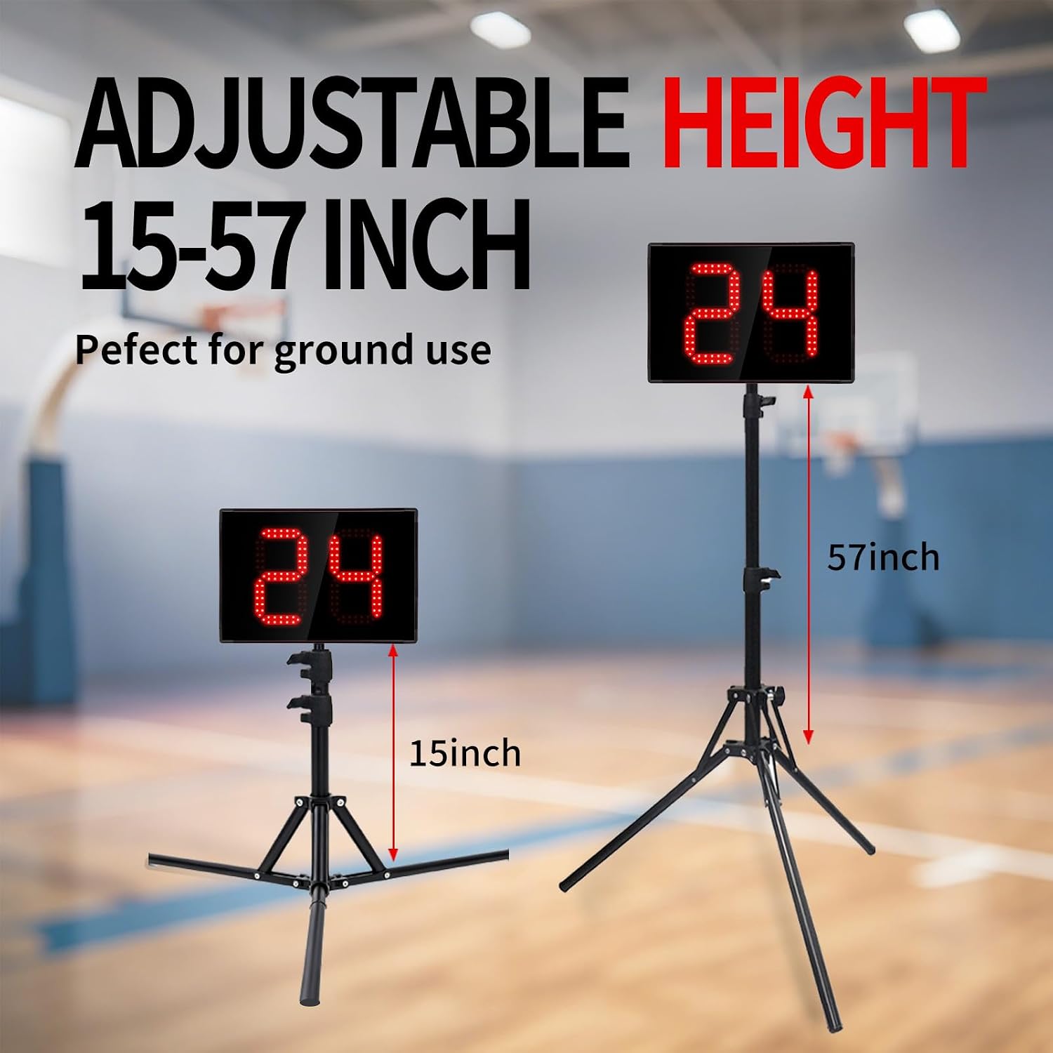 Basketball Shot Clock with Tripod & Remote Control - 98ft Range