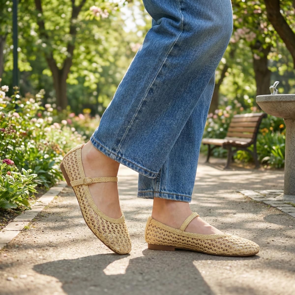 Woven Mary Jane Flats Womens Ballet Flats