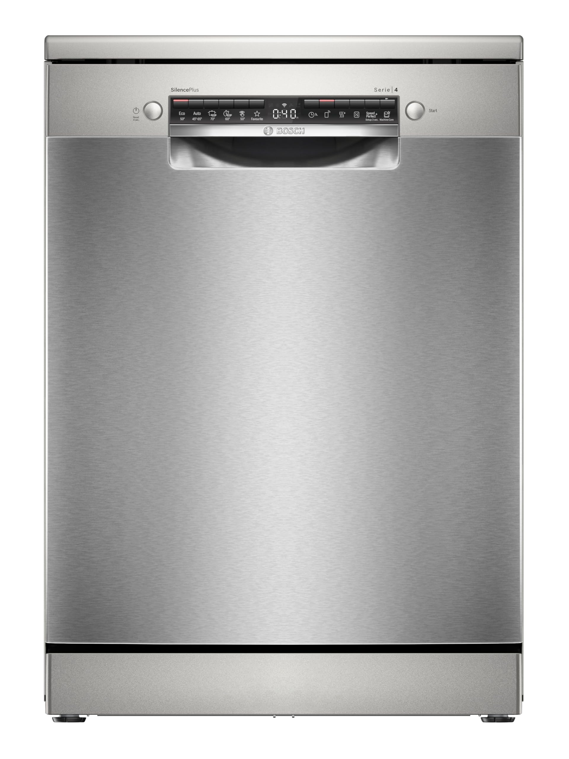 Bosch SMS4ECI28E Serie 4, Lavastoviglie da libera installazione, Home Connect, Diagnostica da remoto, Assistente al lavaggio, Green Collection, Acciaio, 60cm