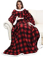 Vista 17 de Catalonia - Manta de forro polar tipo sherpa con mangas, súper suave, cálida y cómoda, de gran tamaño, de forro polar y microplush, con mangas