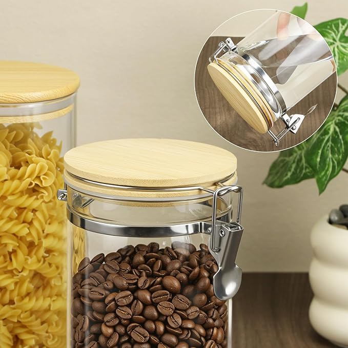 Frasco de Vidrio Borosilicato QWORK 40oz con Tapa de Bambú Hermética miniatura 5