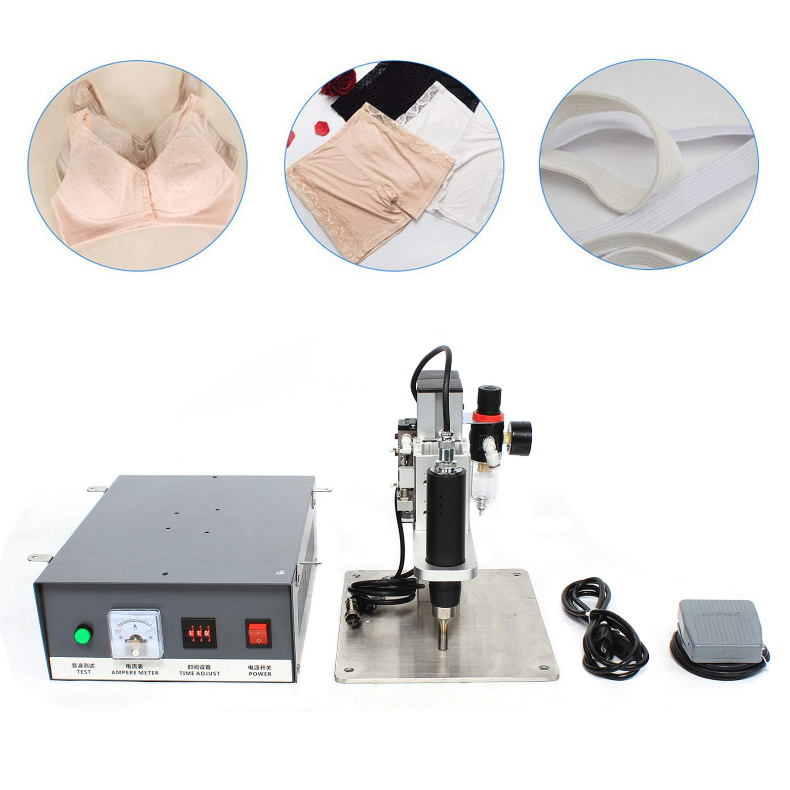 LYNICESHOP 500W Ultrasonic Spot Welder, 110V Pedal Pneumatic Ultrasonic Plastic Welder Spot Welding Machine Ultrasonic Bonding Machine 35KHz Pneumatic Hot-fix-Setting-Spot Butt Welder for Sewing