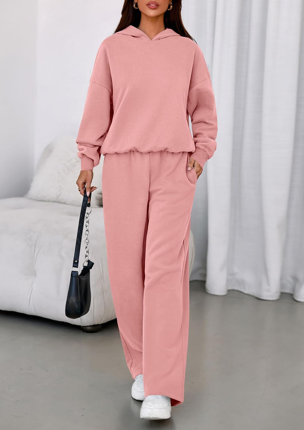 PRETTYGARDEN Womens Sweatsuits 2 Piece Set 2026 Casual Winter Long Sleeve Hoodie Loose Wide Leg Sweatpants Fall Tracksuit thumbnail