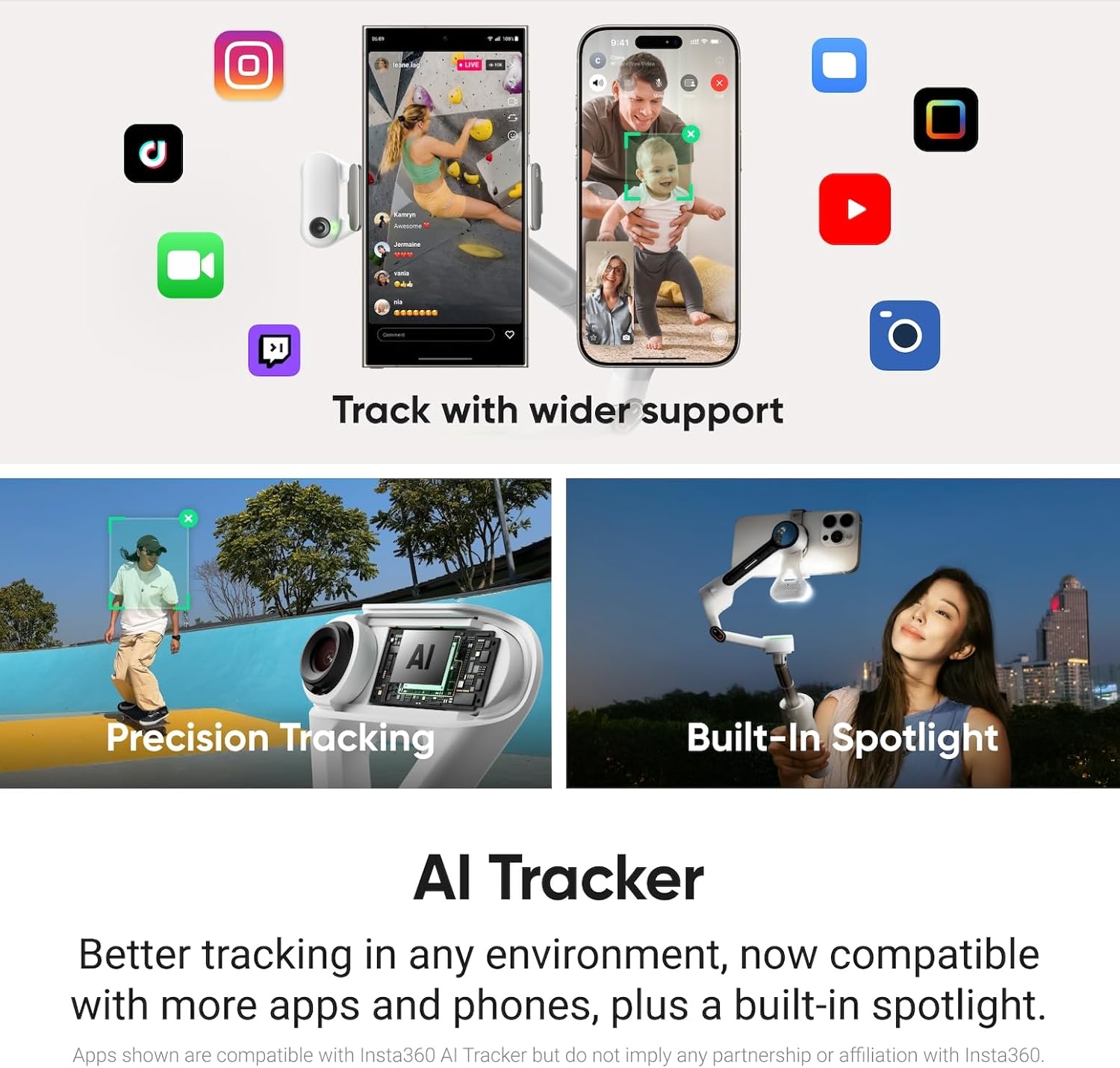 Insta360 Flow 2 gimbal with phone extended as a selfie stick