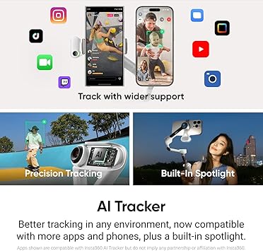 Insta360 Flow 2 Plus AI Tracker Bundle White - Foldable Phone Gimbal, AI Tracking with Any App, Multi-Person Tracking, Built-in Tripod/Selfie Stick, Remote Control, Smartphone Stabilizer, Travel