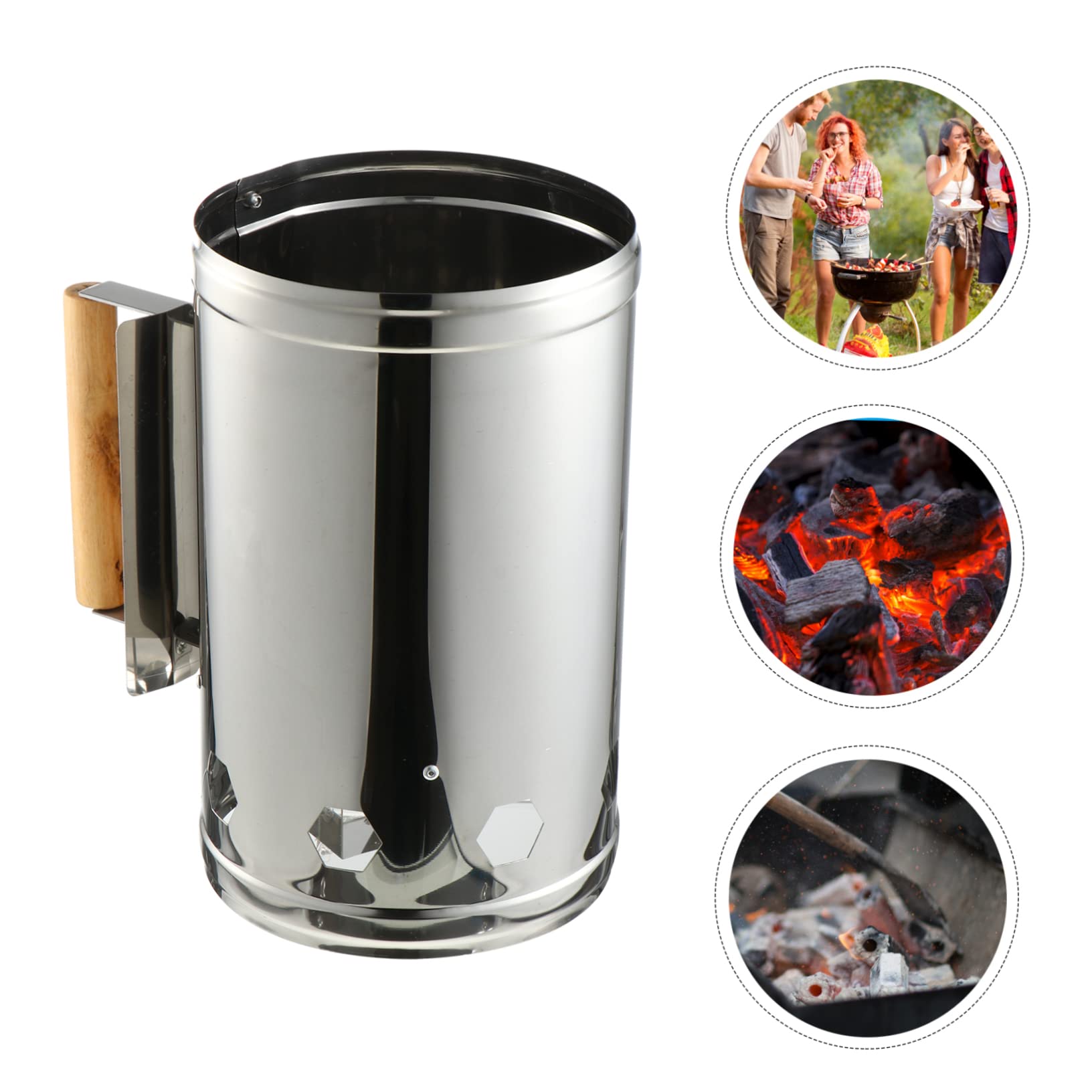 Toyvian Barile Accensione Rapida per Carbonella in Ferro Zincato Pannello Isolante in Legno, Resistente alla Ruggine, per Barbecue da Esterno e Stufa