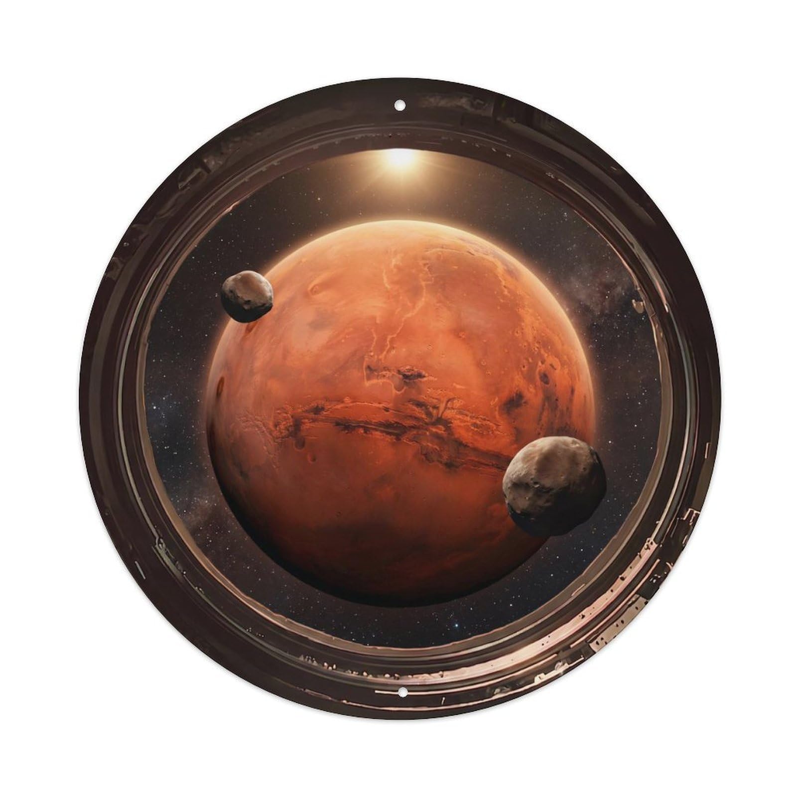 Red Planet Moons View Metal Tin Sign