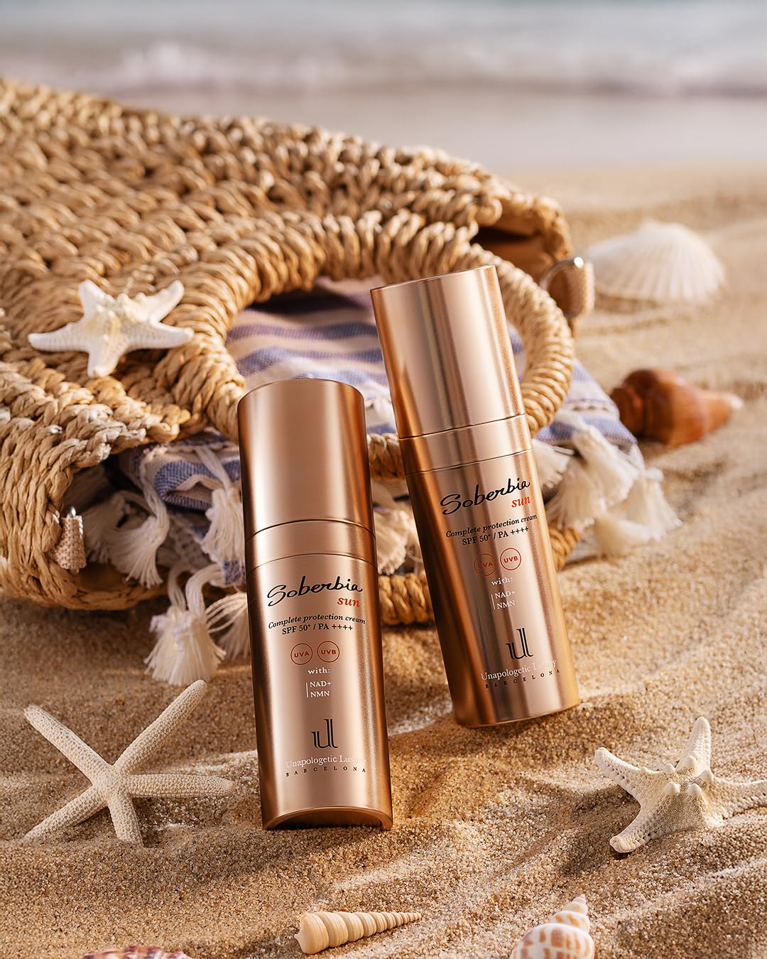 Soberbia Sun SPF 50+ Unapologetic Luxury – Crema Antiedad Global y Protector Solar Facial con NAD+ y NMN | Protección UVA/UVB, Luz Azul y Polución | Tecnología Airless, 30ml