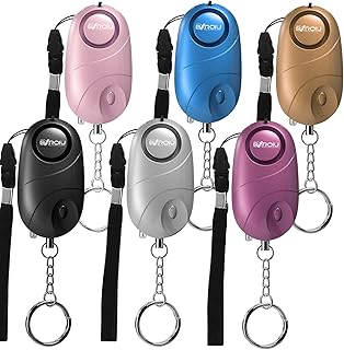 Lot de 6 alarmes personnelles de sécurité avec lumière LED – Porte-clés Compact d'urgence pour Enfants, Femmes et Personnes âgées, avertisseur de prévention de la criminalité(Multicolore)