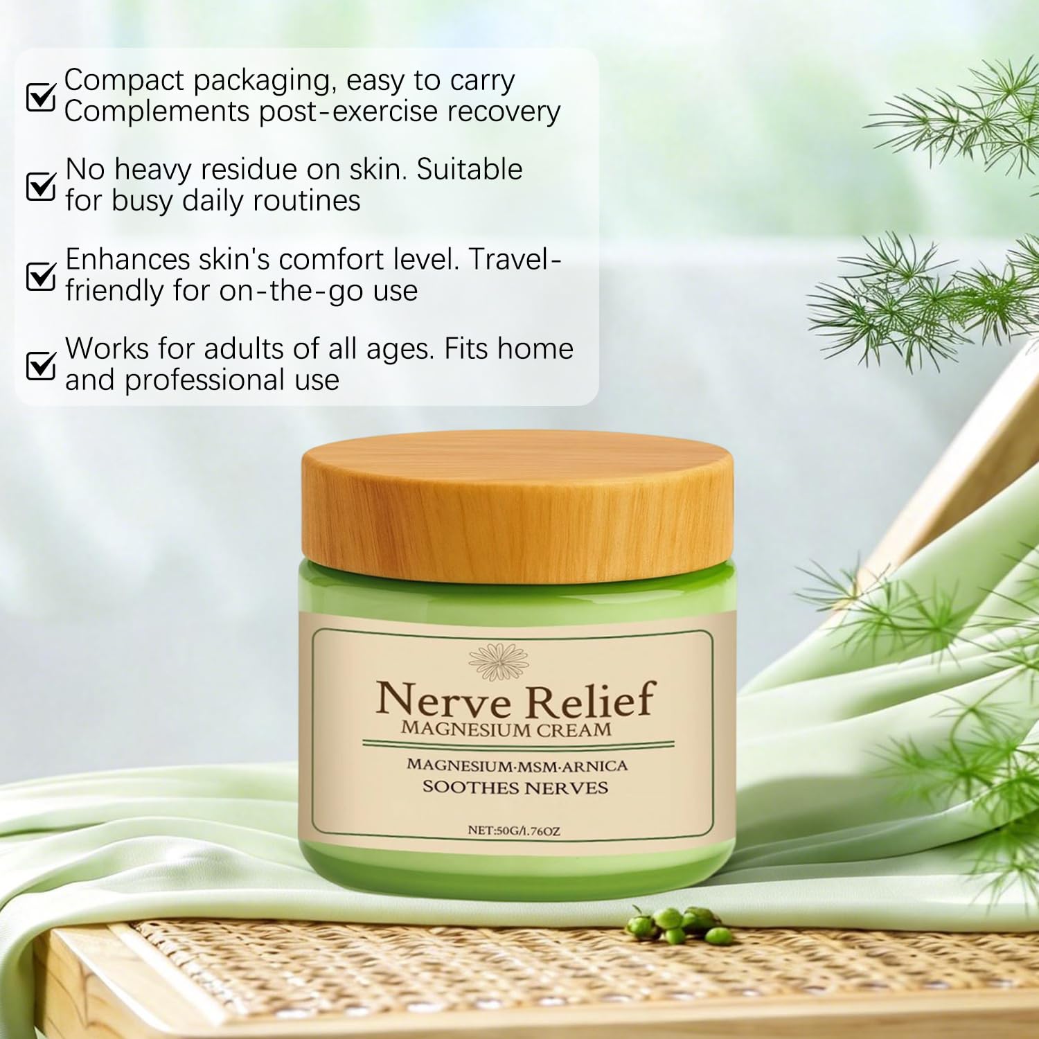 2 creme naturali al magnesio con MSM e arnica, ingredienti delicati per alleviare e rilassarsi, crema per la cura del corpo