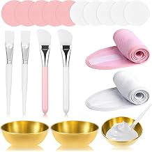 18 PCS Esthetician Facial Supplies Set,with Face Mask Applicator Gold Mixing Bowls Brushes Compressed Sponges Headband, Face Mask Brush Applicator and Bowl Tools for Women Spa