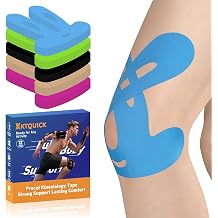 KTQUICK Precut Kinesiology Tape for Knees,12 Ct, 20% Stronger Adhesive,Blue