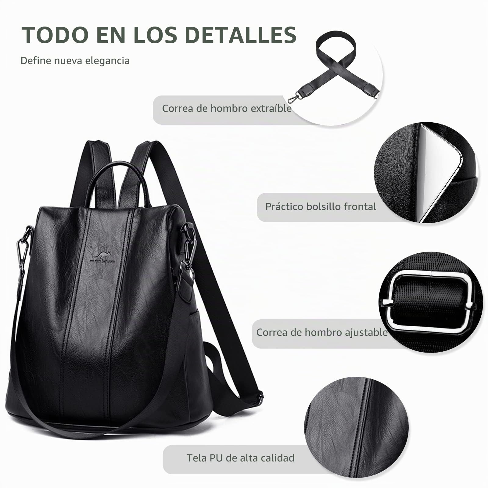 NICOLE & DORIS Mochila Mujer Mochila Antirrobo Impermeable Bolso Mochila de Cuero PU Mochila Universitaria Mochila Escolar Bolsos Bandolera Mochila de Viaje Compras