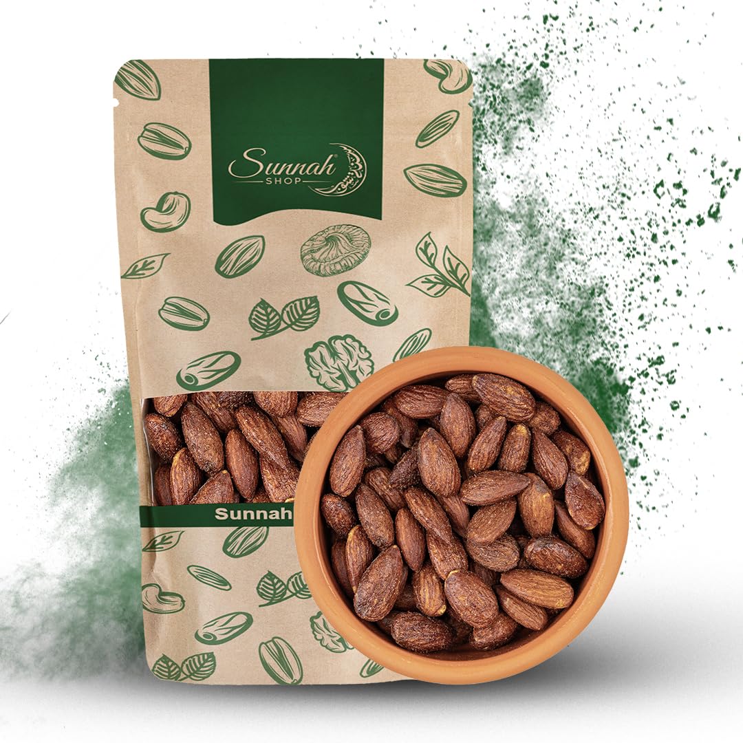 Almendras ahumadas Sunnah Shop® 1KG BBQ asadas, ahumadas y saladas | Almendras crujientes con un abundante aroma ahumado | proteína vegana | Almendras ahumadas Almendra tostada y salada