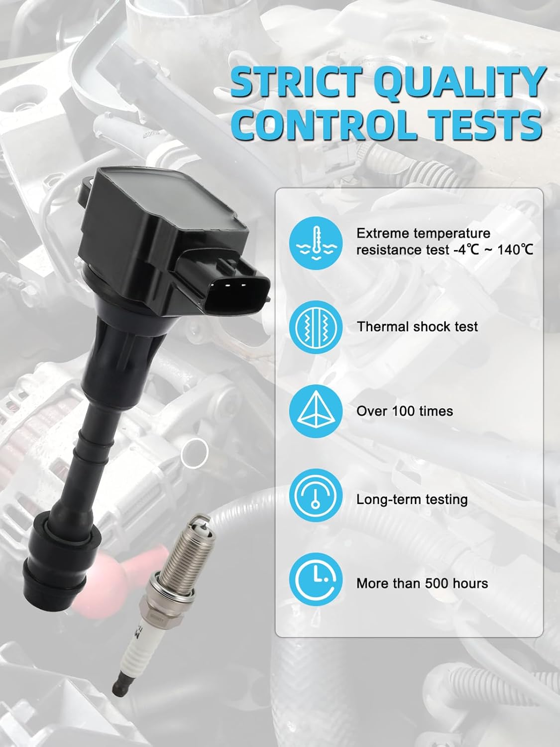 Set Of 8 UF482 Ignition Coil Pack & Iridium Spark Plugs (4.5L Only) For INFINITI FX45 2003-2008 M45 2003-2010 Q45 2002-2006, Replace # UF510 UF568 IGC0004 22433AR215 6734021 5C1482