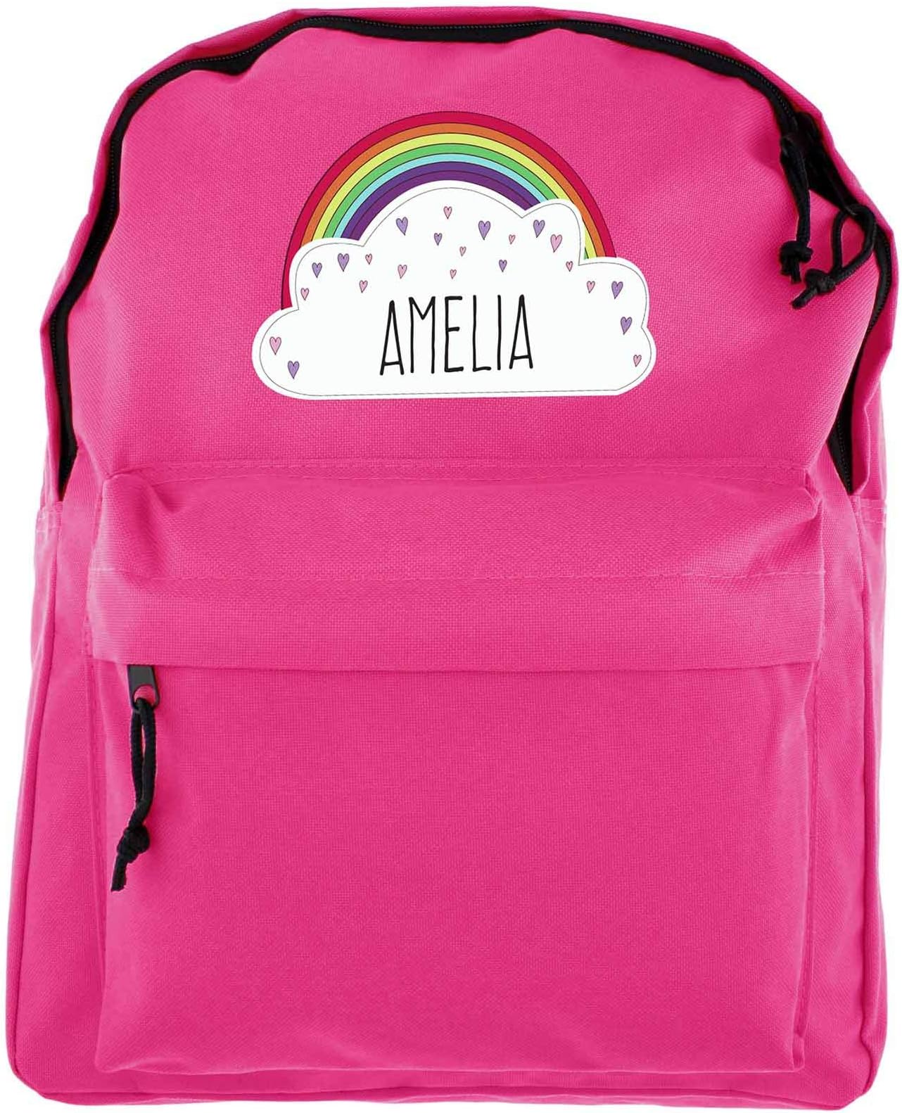 Personalised Childrens Bag. Pink Girls School Bag. Rainbow + Hearts Backpack. Kids Rucksack. Back To School, Travel or Camping Gift Idea