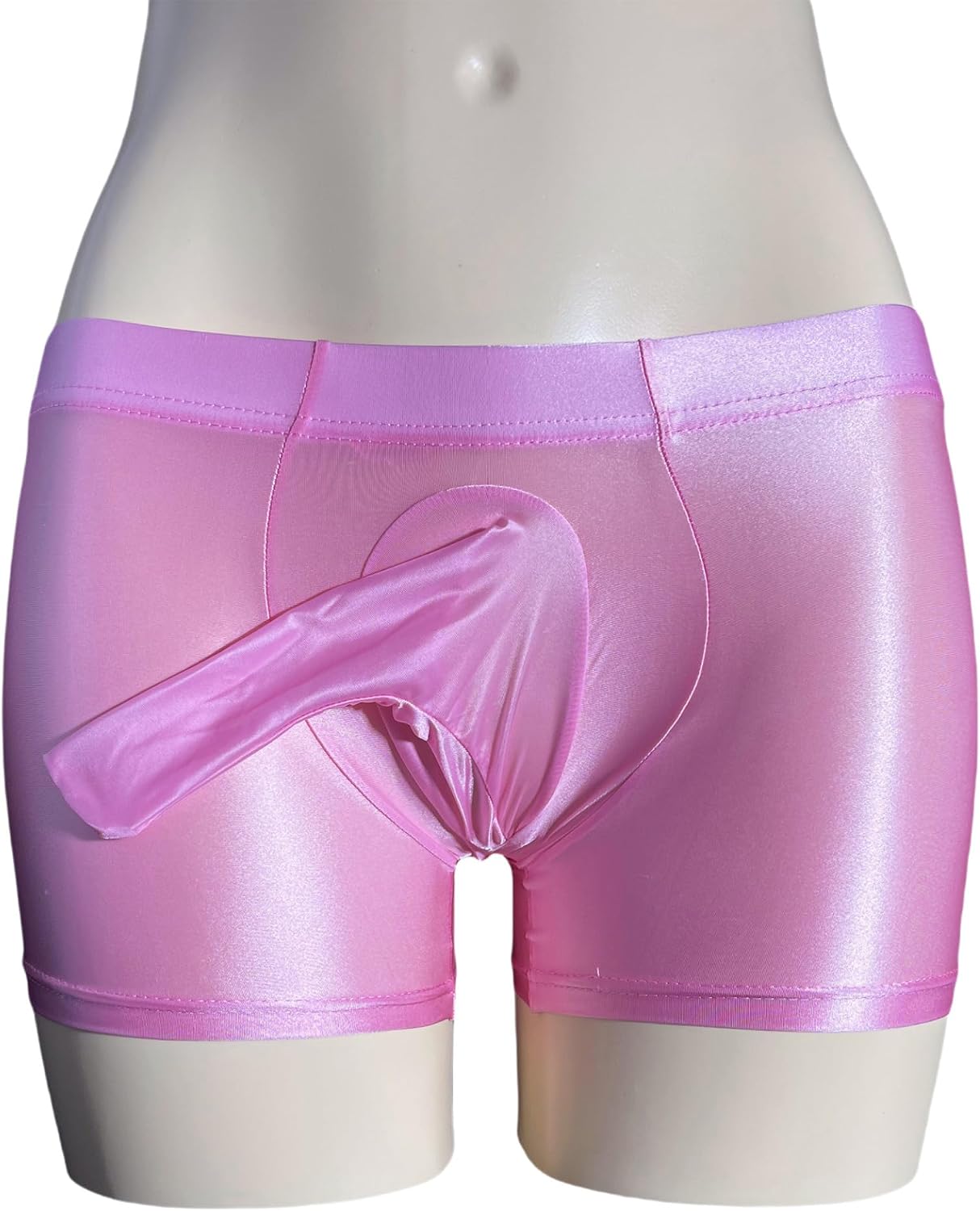 Linjinx Mens Shiny See Through Mesh Sheer Elephant Trunk Boxer Shorts Stretchy Bulge Pouch Underpants Nightwear