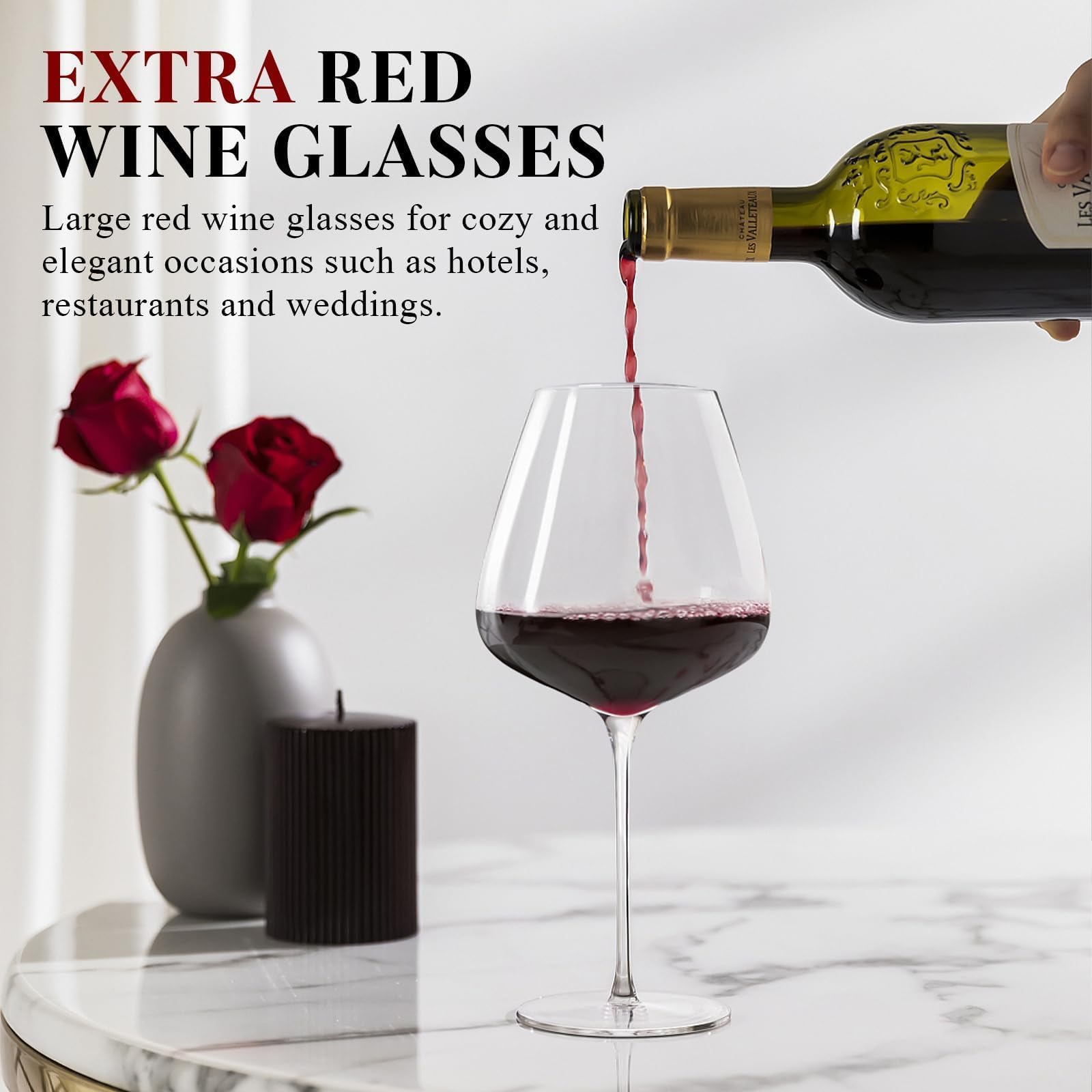 Juego de 4 copas de vino excelentes de 32 onzas y cuenco ancho de gran capacidad, copas de vino tinto transparentes y puro 100% cristal de seguridad, copas de vino blanco sopladas a mano
