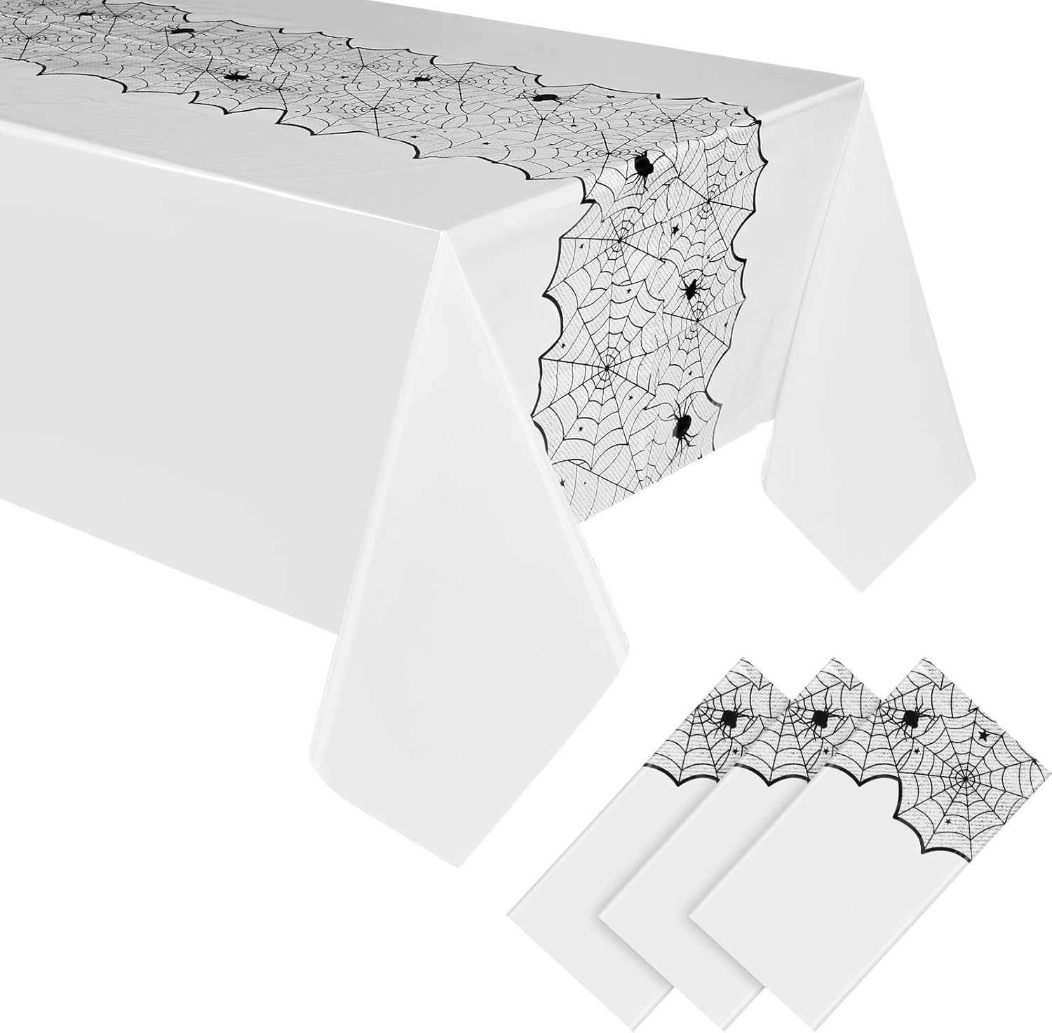 Mixweer 3 Pcs Halloween Disposable Tablecloth 54 x 108 Inch Plastic Tablecloth