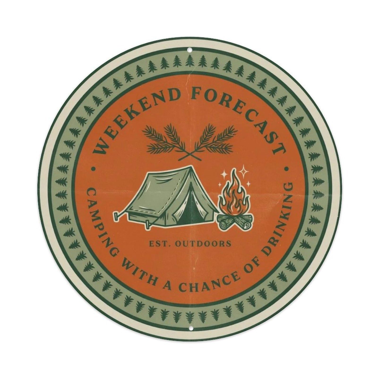 Weekend Forecast Camping Metal Tin Sign Plaque