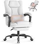 Executive Office Chair with Footrest, Ergonomic Computer Chair Infinite Lock Reclining Backrest 90°-155°, 300lbs Leather Desk Chair with Lumbar Support, Swivel Chairs for Home Office Desk (Black)