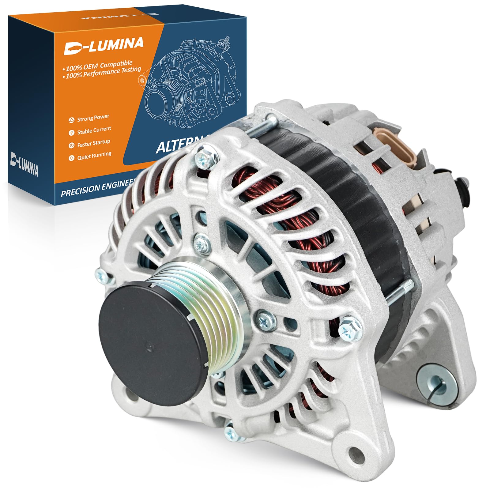 13258N Alternator Replacement for Nissan Juke L4 1.6L 2011-2017 | for Sentra L4 1.6L 2017-2019, 231001KM1A, 231001KM1B, A2TJ1381, 12V 110A, 6-Groove