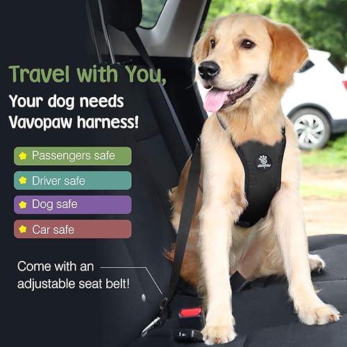 Miniatura 32 de VavoPaw Dog Seat Belt, Safety Vest Dog Car Harness with Adjustable Buckle Dog Seat Belt for Vehicle Nylon Pet Safety Seat Belts Heavy Duty(M, Blue)