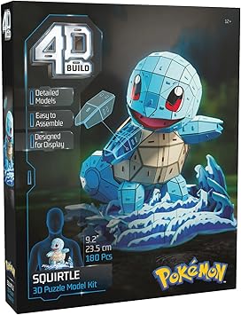 4D Build, Pokemon Squirtle 3D Model Kit, Pokemon Figure, Kanto First Partner Collection, Desk Decor, 180 Pieces, for Ages 12 & Up