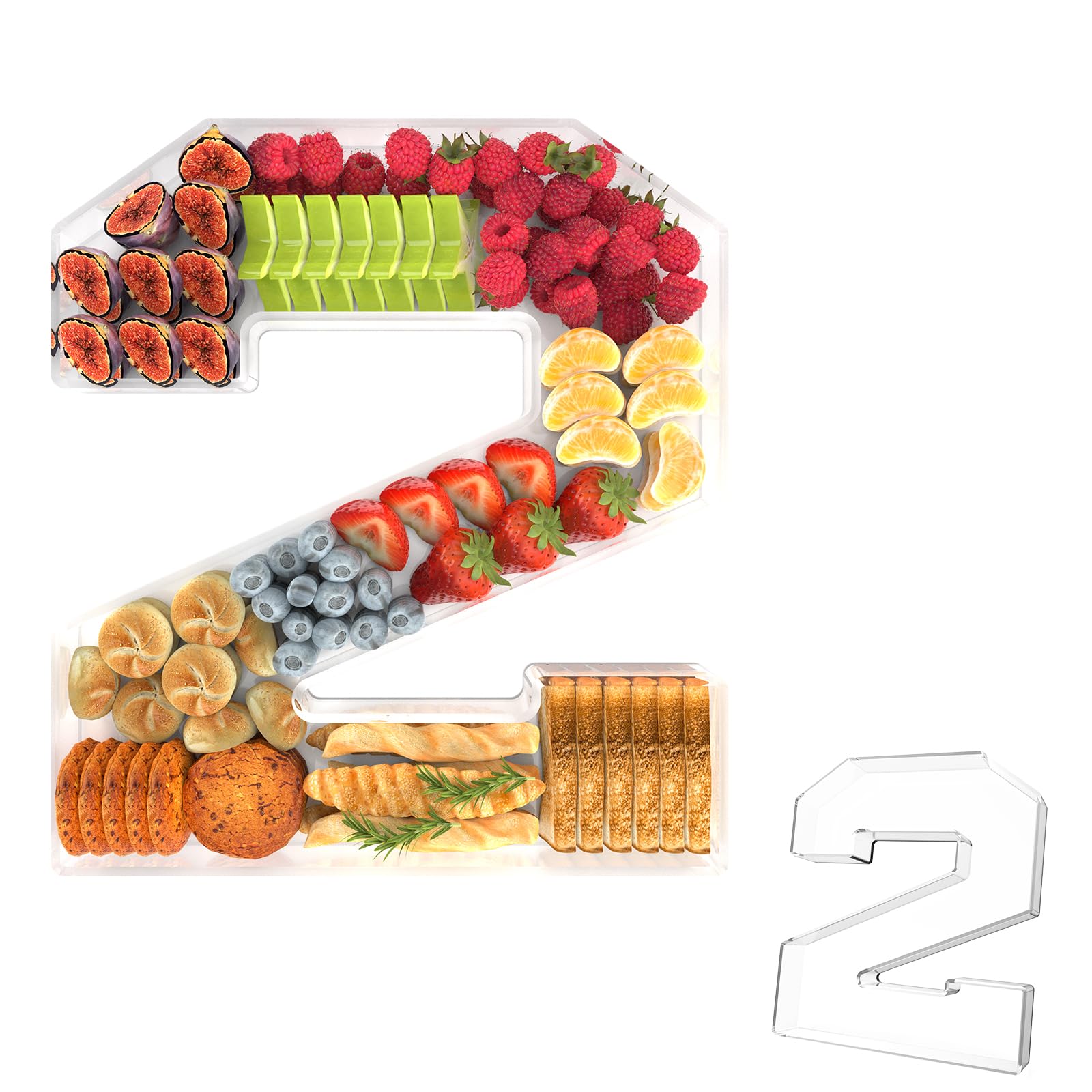 13.8" Acrylic Number Charcuterie Tray, Fillable Charcuterie Box (Number 2)