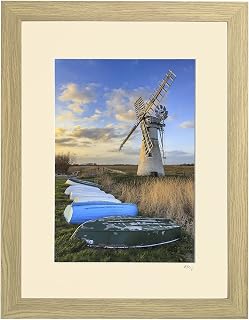 Mounted or framed photograph by Andrew Ray featuring boats at Thurne Drainage Mill in Norfolk.