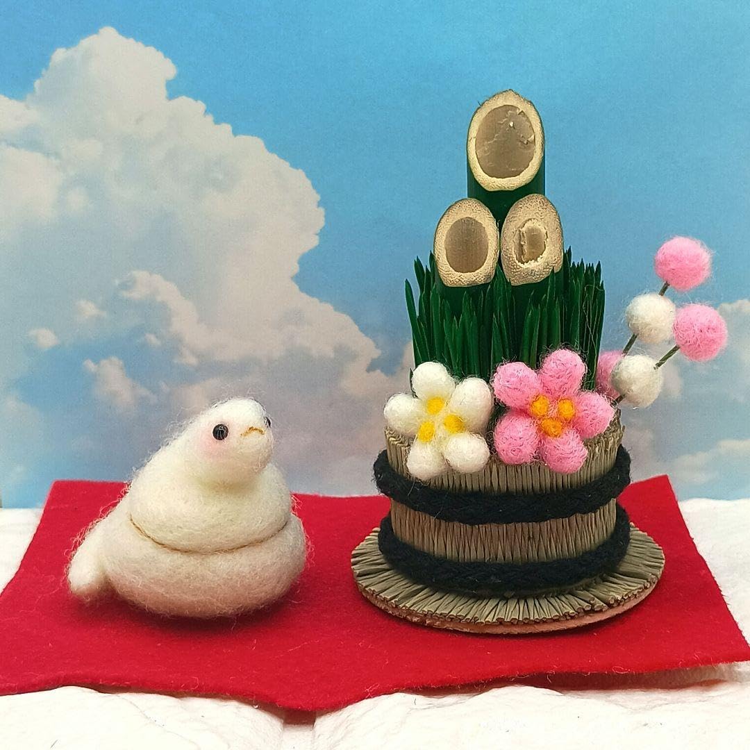 お正月飾り⟡.·*.辰年2024♡門松・鏡餅♡羊毛フェルト 購入 お正月飾り