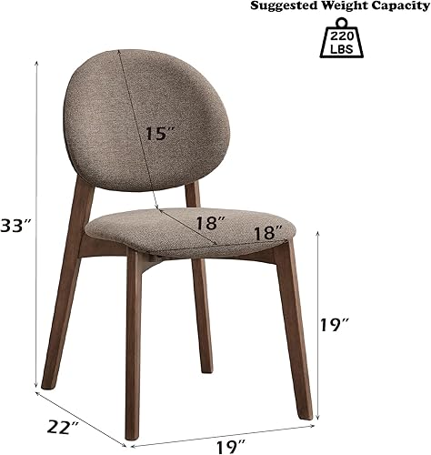 Miniatura 8 de Acme Hadasa - Silla auxiliar tapizada en marrón claro y nogal (juego de 2)