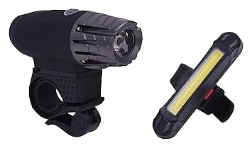 Dark Horse Bicycle 3 Watt LED 4 Mode Super Bright 200 Lm 360 Degrees Rotatable Front Light & 5 Mode LED Tail Light with Red & Blue Light USB Rechargeable Combo