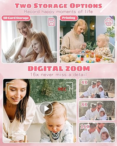Miniatura 3 de Cámara de impresión instantánea para niños, cámara digital HD 1080P para niños pequeños, tarjeta SD de 32 G, perfecta para niñas y niños de 3 a 11