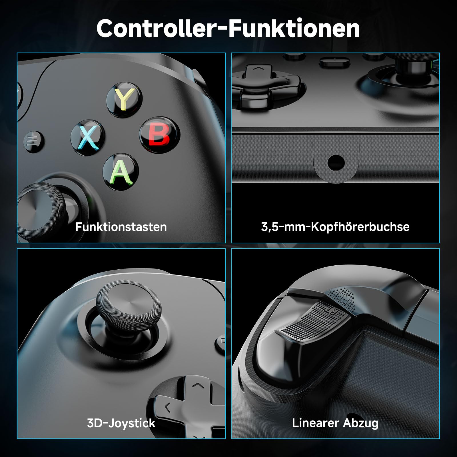 Kabelgebundener controller für xbox one,Wired Controller für Xbox Series X|S, Xbox One & Windows 10/11, Plug and Play Gaming Gamepad mit Hall-Effekt Joysticks/Hall Trigger, 3.5mm Audio Jack (Schwarz)