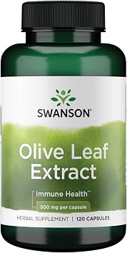 Swanson Olive Leaf Extract Immune and Cardiovascular Health Supplement for Adults Seeking Year-Round Immune Support - 20% Oleuropein 120 Capsules, 500 mg