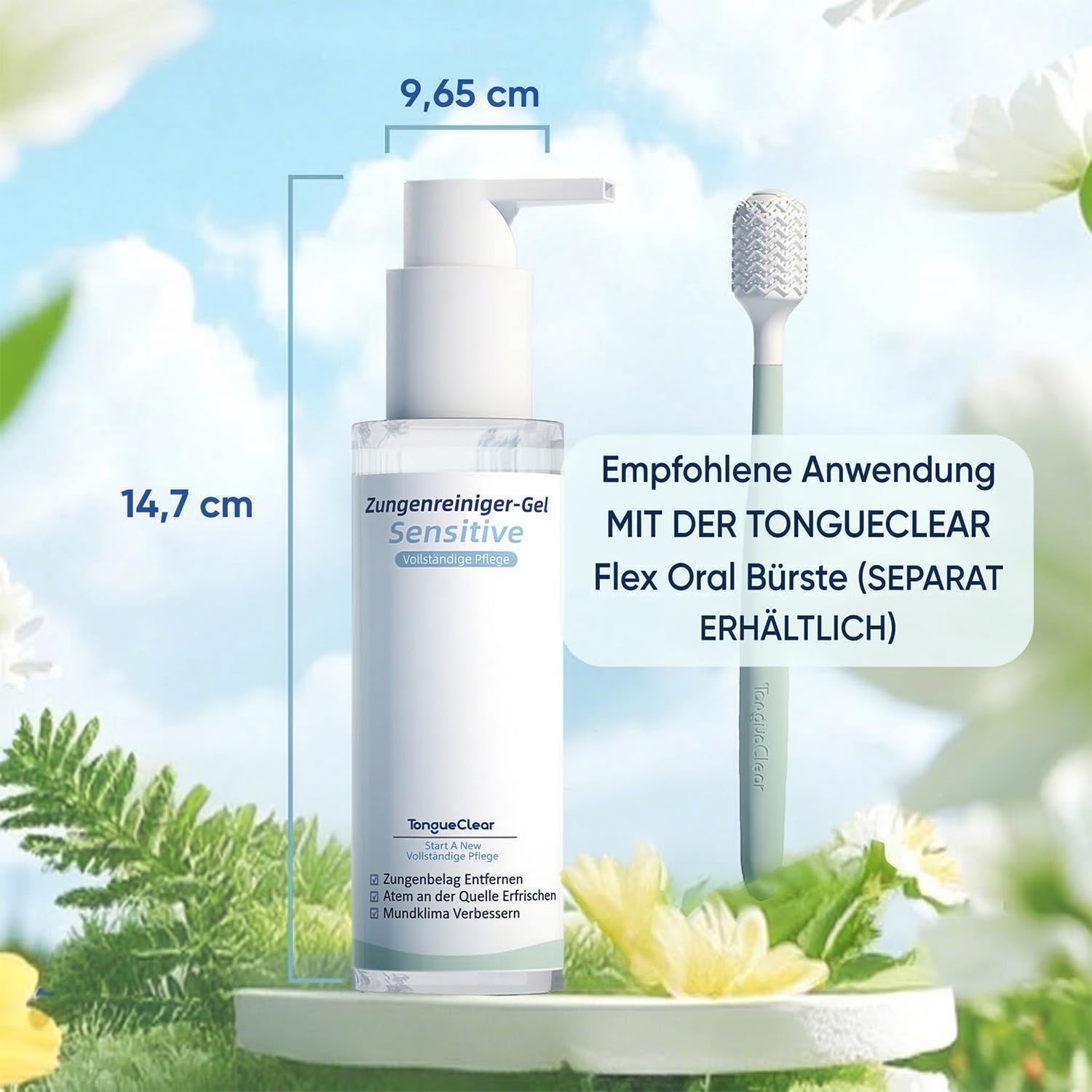Juego de limpieza de la mucosa bucal | Limpiador lingual suave y gel | Eliminador de olores para el mal aliento | Limpiador bucal de silicona con airbag | Menta suave (1 unidad)
