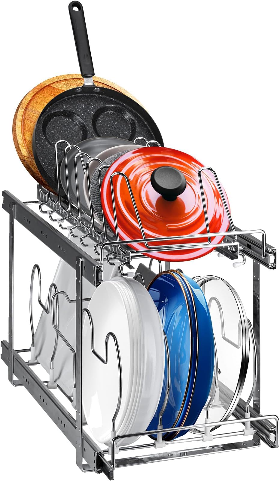 Amazon.com: VEVOR Pan and Pot Rack, 2-Tier Expandable Pull Out Under ...