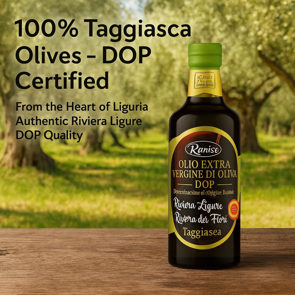 Ranise DOP Extra Virgin Olive Oil – Made with 100% Riviera Ligure Taggiasca Olives - Cold-Pressed, Fruity & Delicate with Almond Notes – Premium Italian DOP EVOO - 16.9 Fl oz (500ml) - Image 2