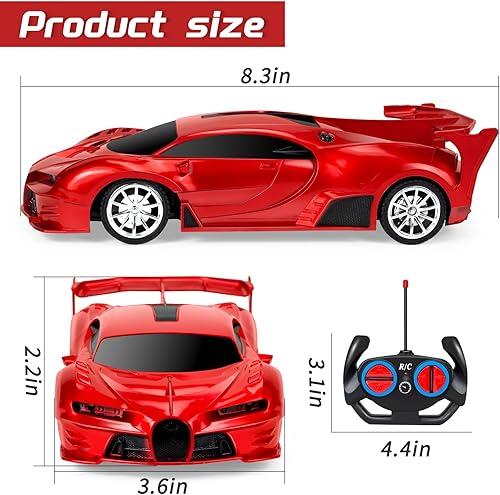 Miniatura 6 de Auto de control remoto para niños a escala 5-7, 122, auto de carreras a control remoto de alta velocidad con faro LED, juguetes de automóvil de